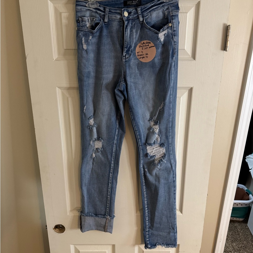 Judy Blue Light Blue Distressed Skinny Jeans